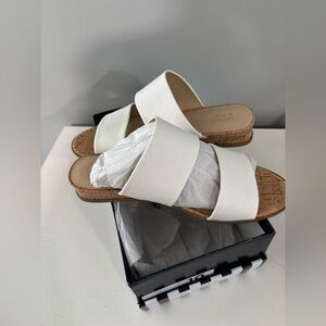 Crown & Ivy Cream Sandals with Cork Sole